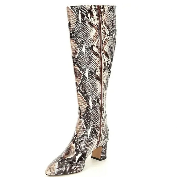 NEW Alex Marie Pamilla Python Snakeskin Leather Heeled Boots Reptile Spring - Picture 3 of 12